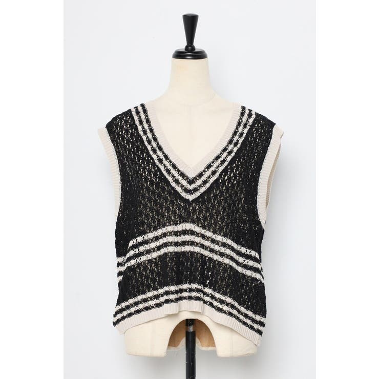 透かし編み配色ニットベスト 77-003911 | BONJOUR SAGAN | 詳細画像19 