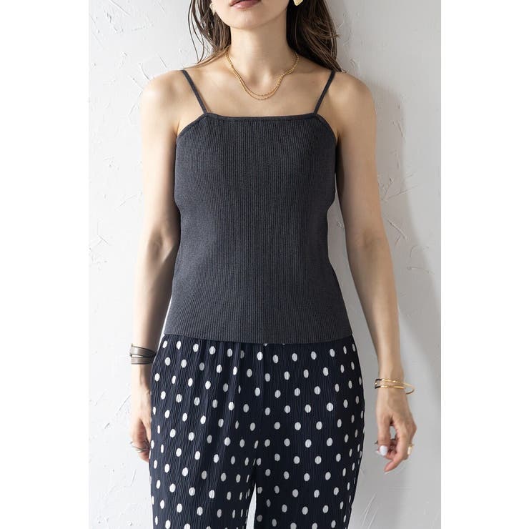 CHARCOAL-GRAY | カップ付きラメニットキャミ 77-003941 | BONJOUR SAGAN