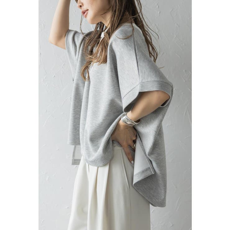 接触冷感 配色キーネックダンボールポンチョ 77-003948 | BONJOUR SAGAN | 詳細画像3 