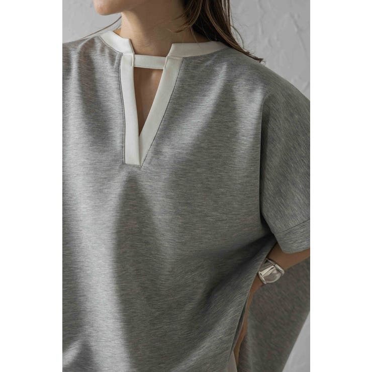 接触冷感 配色キーネックダンボールポンチョ 77-003948 | BONJOUR SAGAN | 詳細画像7 