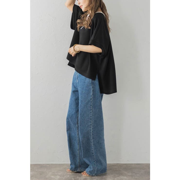 接触冷感 配色キーネックダンボールポンチョ 77-003948 | BONJOUR SAGAN | 詳細画像15 