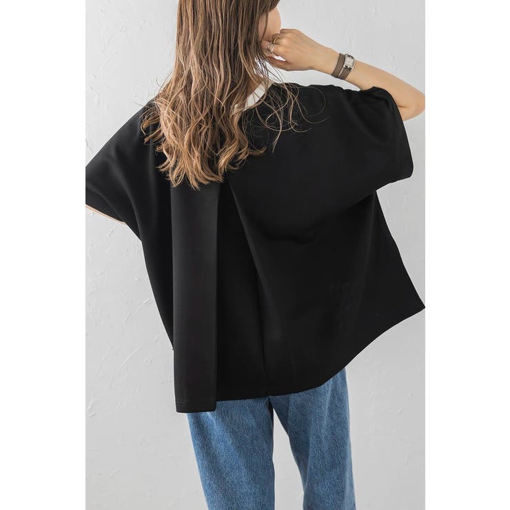 接触冷感 配色キーネックダンボールポンチョ 77-003948 | BONJOUR SAGAN | 詳細画像16 