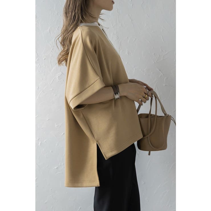 接触冷感 配色キーネックダンボールポンチョ 77-003948 | BONJOUR SAGAN | 詳細画像19 