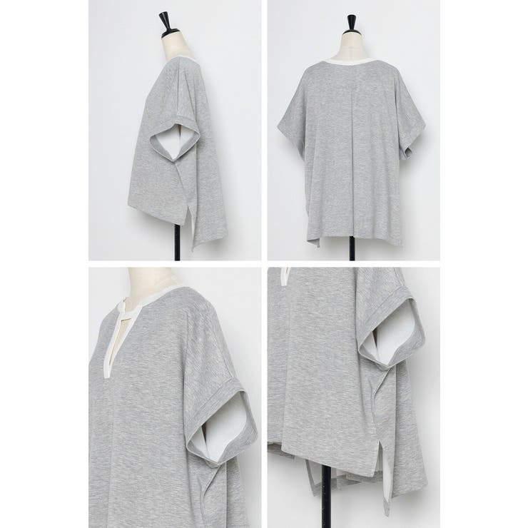 接触冷感 配色キーネックダンボールポンチョ 77-003948 | BONJOUR SAGAN | 詳細画像25 