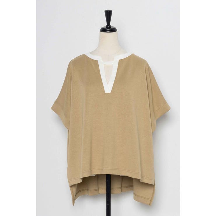 接触冷感 配色キーネックダンボールポンチョ 77-003948 | BONJOUR SAGAN | 詳細画像26 