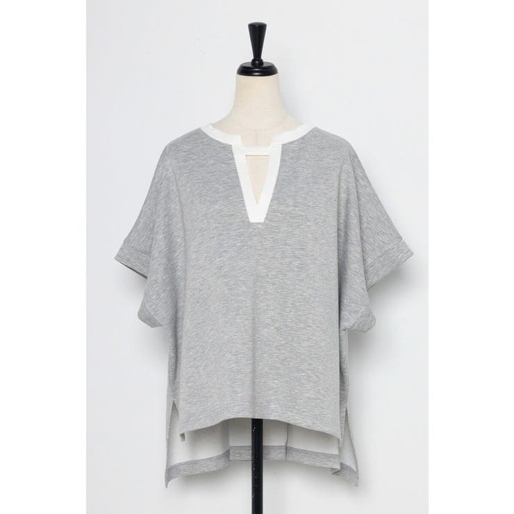 接触冷感 配色キーネックダンボールポンチョ 77-003948 | BONJOUR SAGAN | 詳細画像27 