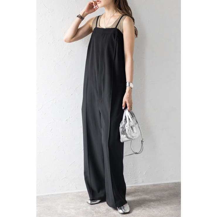 BLACK | センターシームキャミサロペット  77-003953 | BONJOUR SAGAN