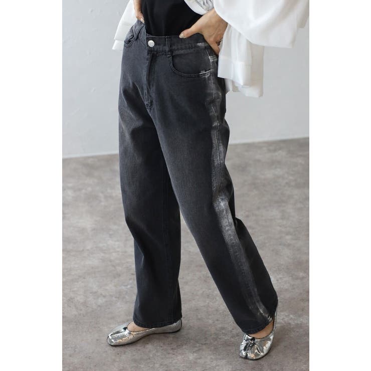 箔サイドラインデニムパンツ 77-003970 | BONJOUR SAGAN | 詳細画像1 