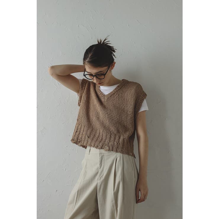 damaged knit vest | BONJOUR SAGAN | 詳細画像1 