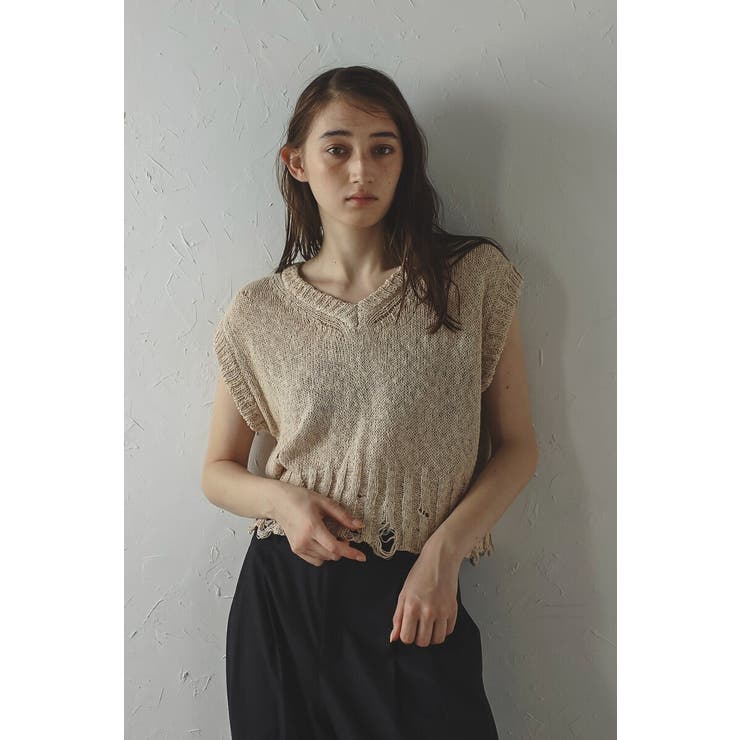 damaged knit vest | BONJOUR SAGAN | 詳細画像8 