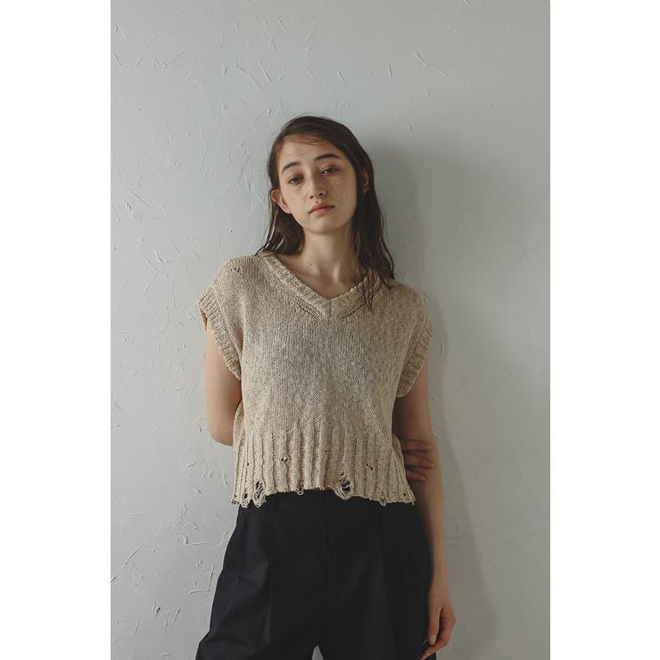 damaged knit vest | BONJOUR SAGAN | 詳細画像10 