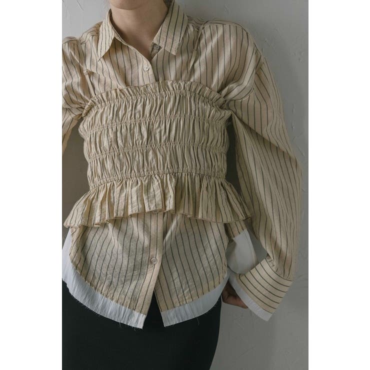 shirring stripe bustier | BONJOUR SAGAN | 詳細画像7 