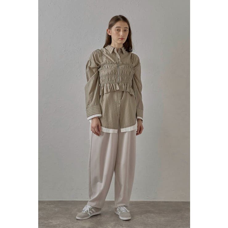 twill curved slacks | BONJOUR SAGAN | 詳細画像1 