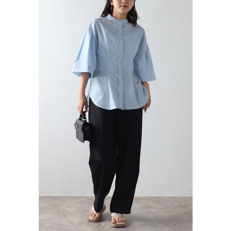 リラクシーノーカラーウエストタックシャツ 77-004026 | BONJOUR SAGAN | 詳細画像1 