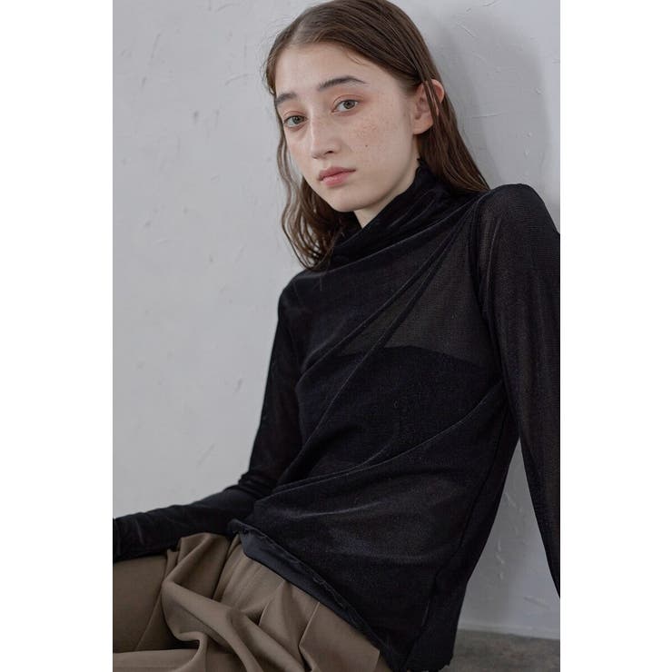 BLACK | flocky mesh pullover | BONJOUR SAGAN