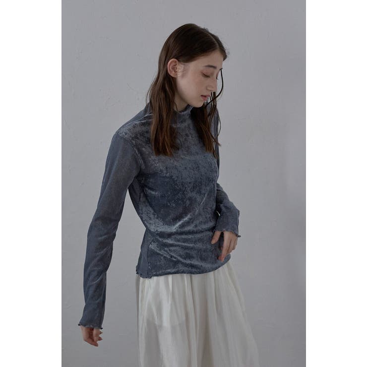 BLUE-GRAY | flocky mesh pullover | BONJOUR SAGAN