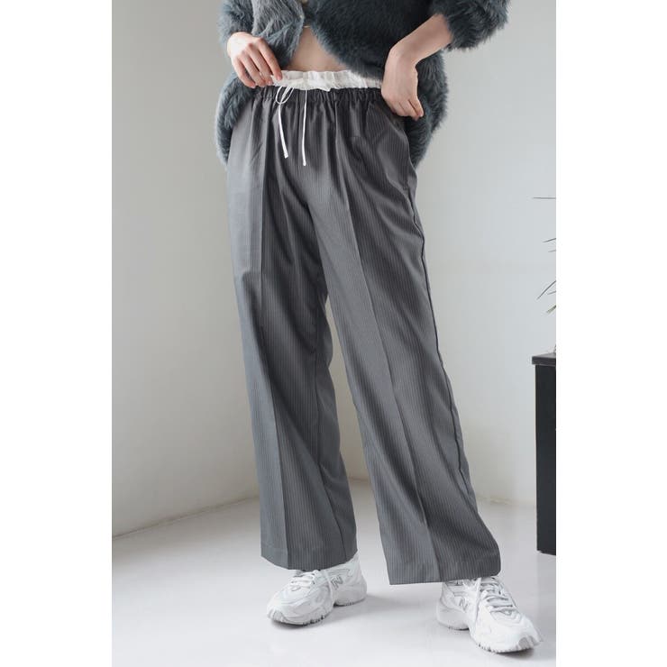 CHARCOAL-GRAY | double waist stripe | BONJOUR SAGAN