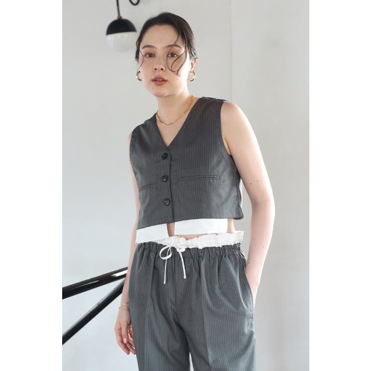 CHARCOAL-GRAY | design pocket stripe | BONJOUR SAGAN