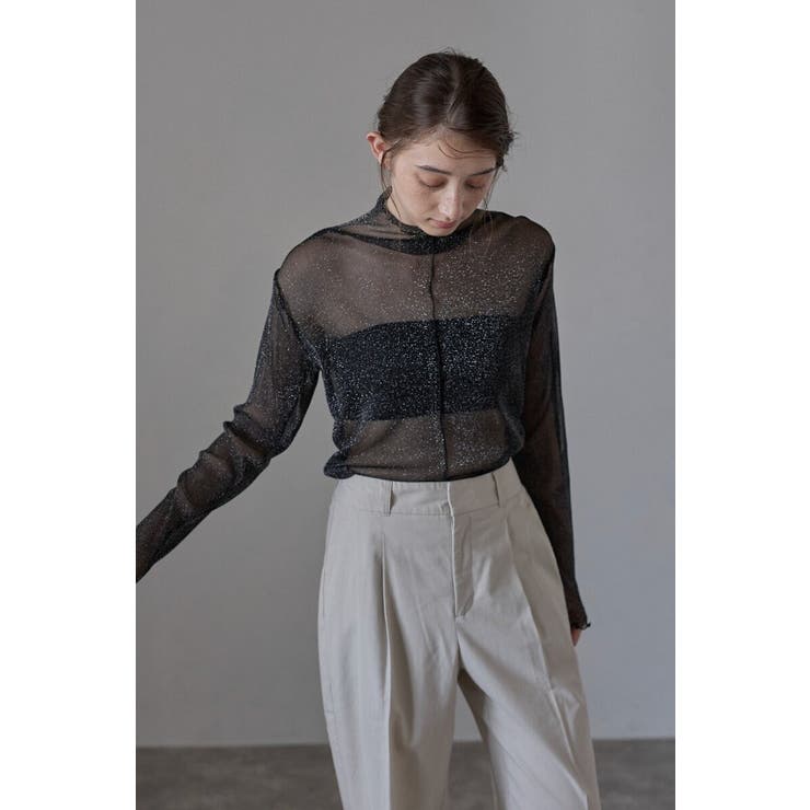 BLACK | sheer glitter pullover | BONJOUR SAGAN