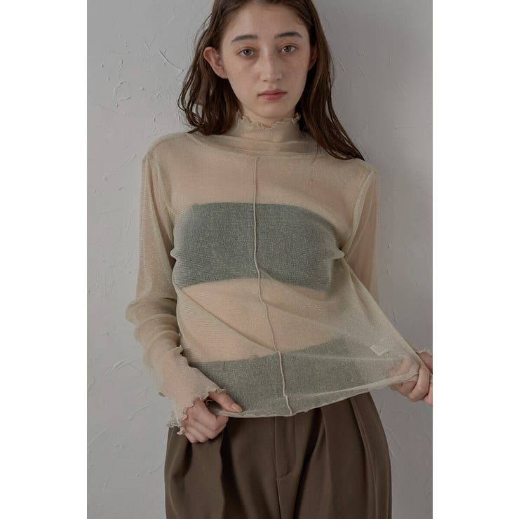 LIGHT-BEIGE | sheer glitter pullover | BONJOUR SAGAN