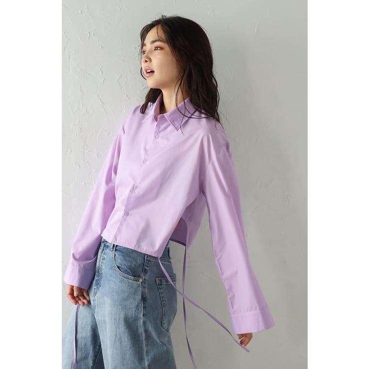 PURPLE | サイドギャザークロップドシャツ 77-004115 | BONJOUR SAGAN