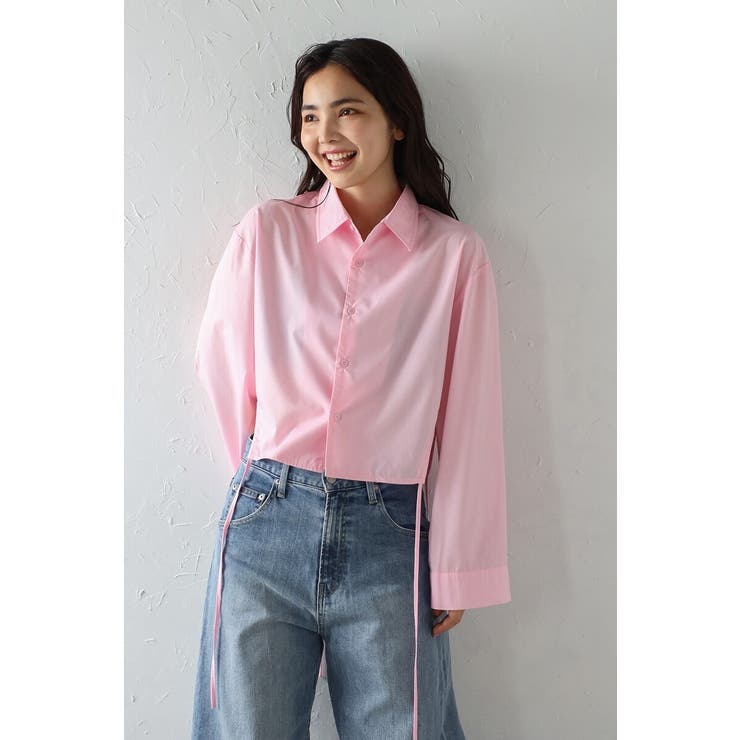 LIGHT-PINK | サイドギャザークロップドシャツ 77-004115 | BONJOUR SAGAN