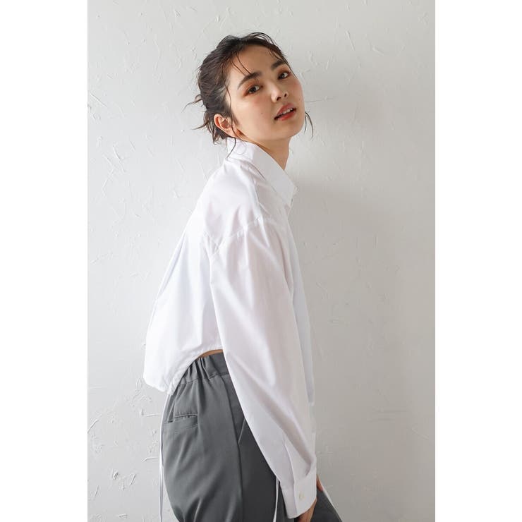 WHITE | サイドギャザークロップドシャツ 77-004115 | BONJOUR SAGAN