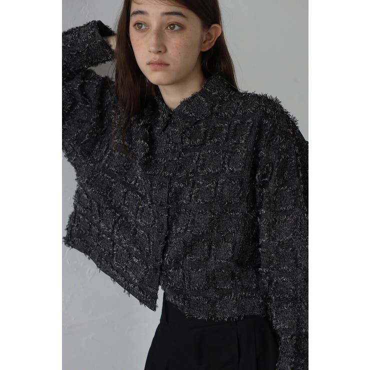 BLACK | cropped fringe shirt | BONJOUR SAGAN