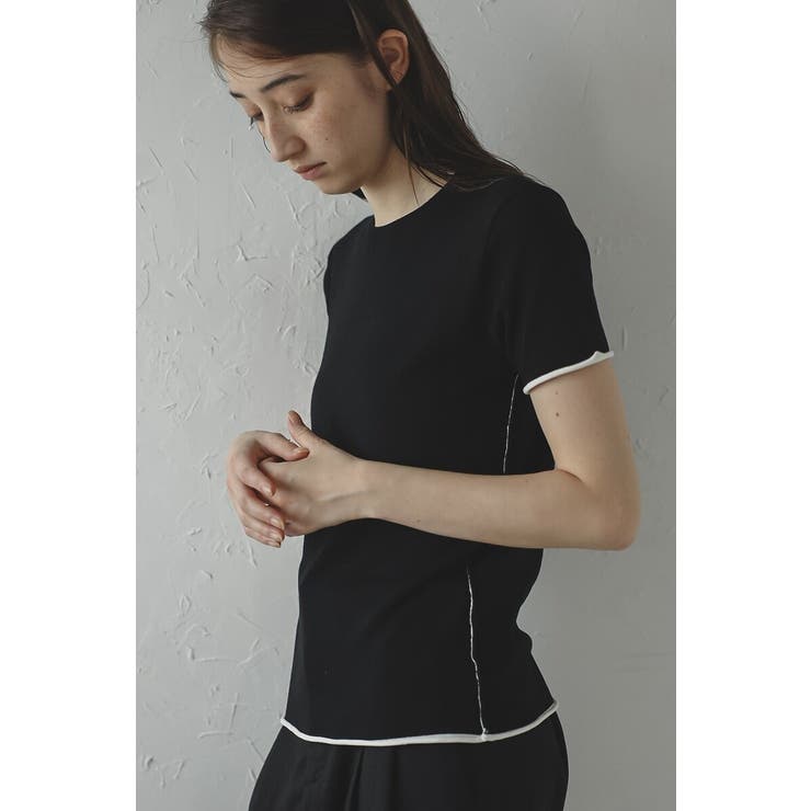 BLACK | bicolor knit T | BONJOUR SAGAN