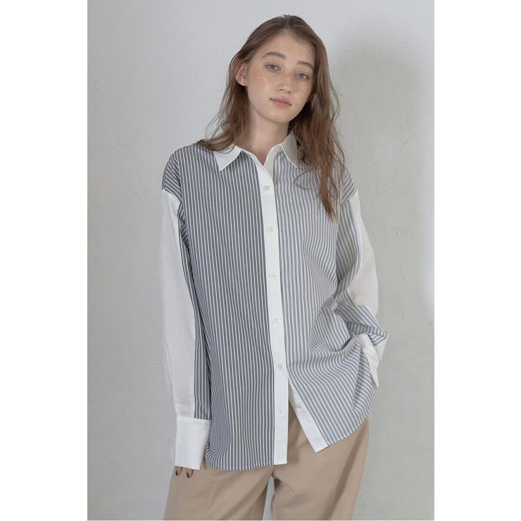 LIGHT-BLACK | multi stripe shirt | BONJOUR SAGAN