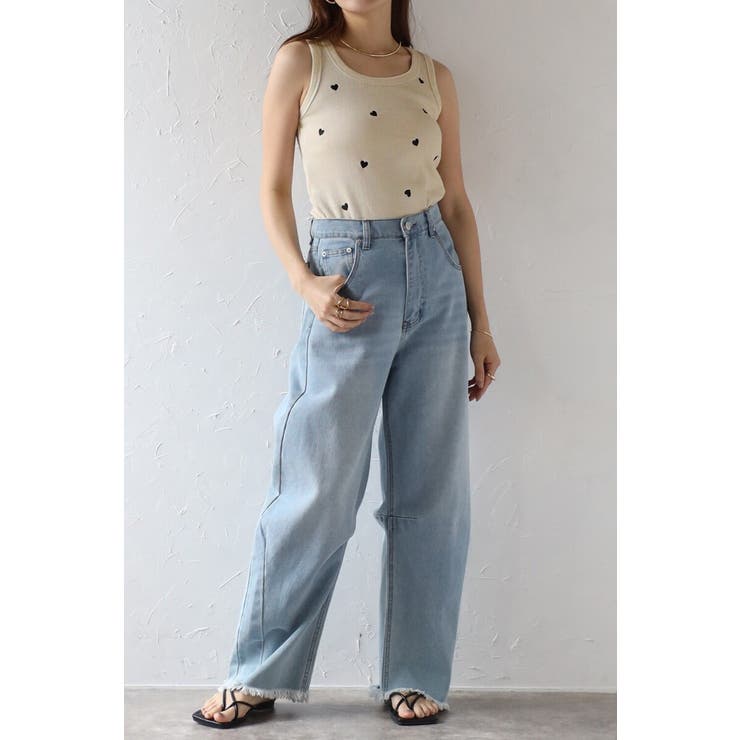 ハート刺繍リブタンクトップ 77-004136 | BONJOUR SAGAN | 詳細画像1 