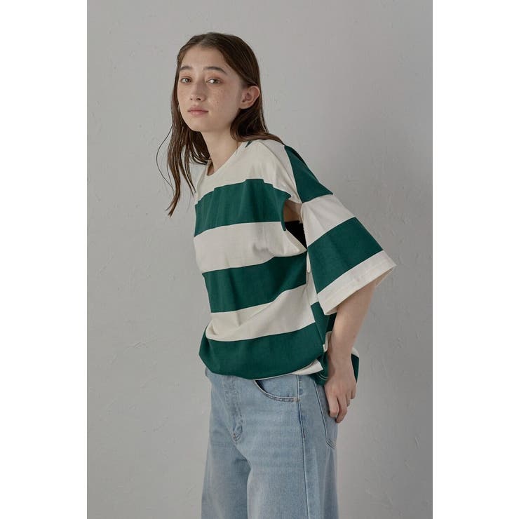 WHITE×GREEN | shoulder slit border | BONJOUR SAGAN