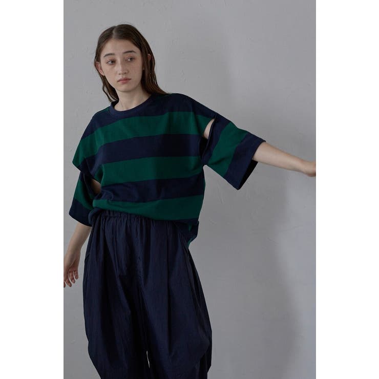 NAVY×GREEN | shoulder slit border | BONJOUR SAGAN