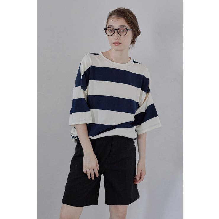 WHITE×NAVY | shoulder slit border | BONJOUR SAGAN