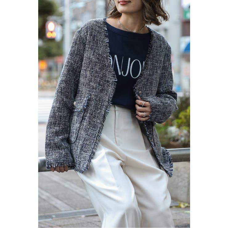 ツイードフリンジVネックジャケット 77-004464 | BONJOUR SAGAN | 詳細画像12 