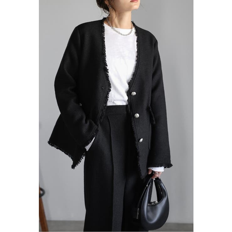 ツイードフリンジVネックジャケット 77-004464 | BONJOUR SAGAN | 詳細画像16 