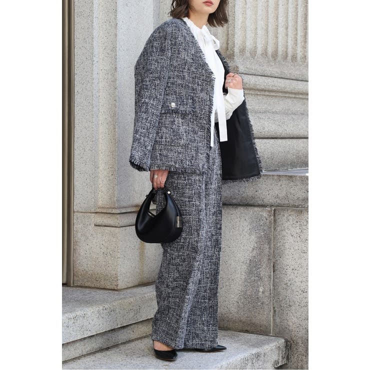 ツイードフリンジVネックジャケット 77-004464 | BONJOUR SAGAN | 詳細画像2 