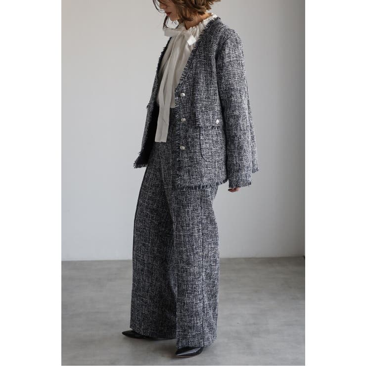 ツイードフリンジVネックジャケット 77-004464 | BONJOUR SAGAN | 詳細画像3 