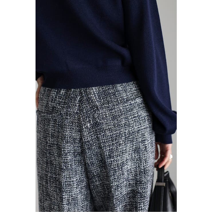 【マディソンブルー】ウールフレアパンツ 千鳥格子 XS センタープレス 日本製 センタープレスツイードストレートパンツ[品番：BLEW0009047]｜BONJOUR