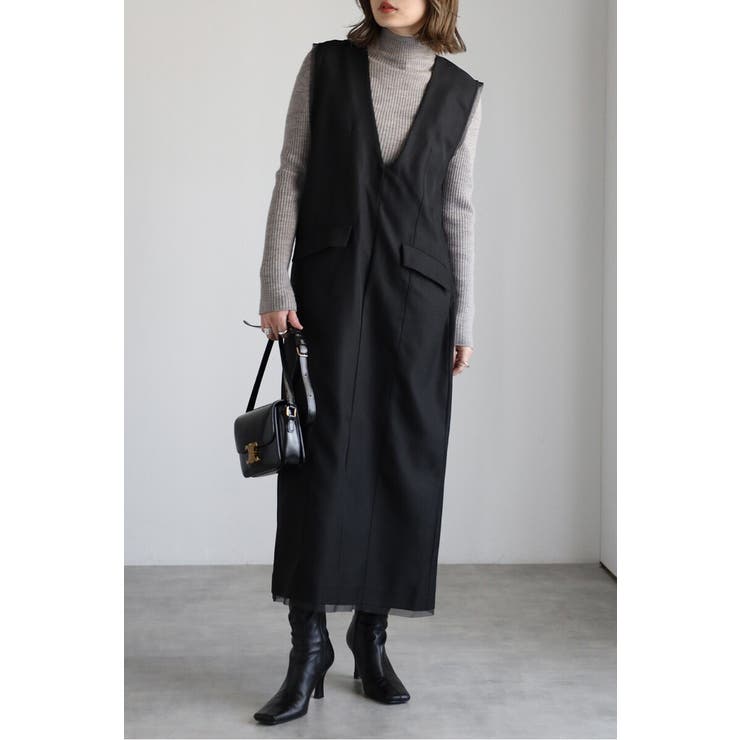 ライトツイルレイヤード風Vネックジャンスカ 77-004499 | BONJOUR SAGAN | 詳細画像1 