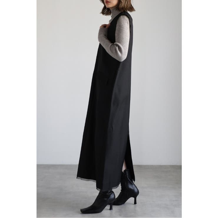 ライトツイルレイヤード風Vネックジャンスカ 77-004499 | BONJOUR SAGAN | 詳細画像2 