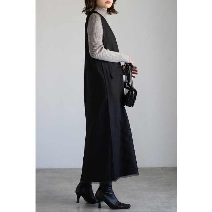 ライトツイルレイヤード風Vネックジャンスカ 77-004499 | BONJOUR SAGAN | 詳細画像4 