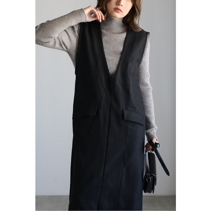 ライトツイルレイヤード風Vネックジャンスカ 77-004499 | BONJOUR SAGAN | 詳細画像5 