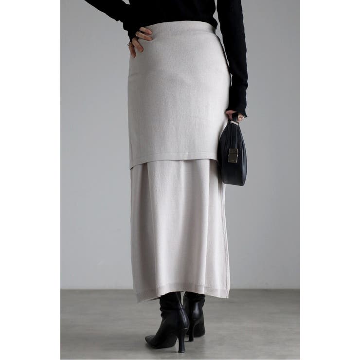 レイヤード風ニットIラインスカート 77-004553 | BONJOUR SAGAN | 詳細画像14 