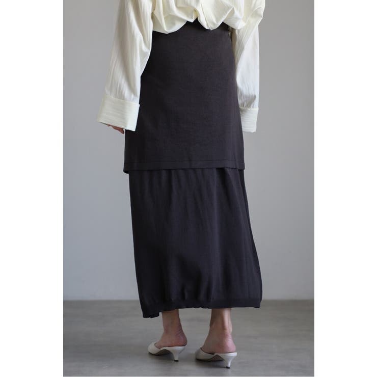 レイヤード風ニットIラインスカート 77-004553 | BONJOUR SAGAN | 詳細画像3 