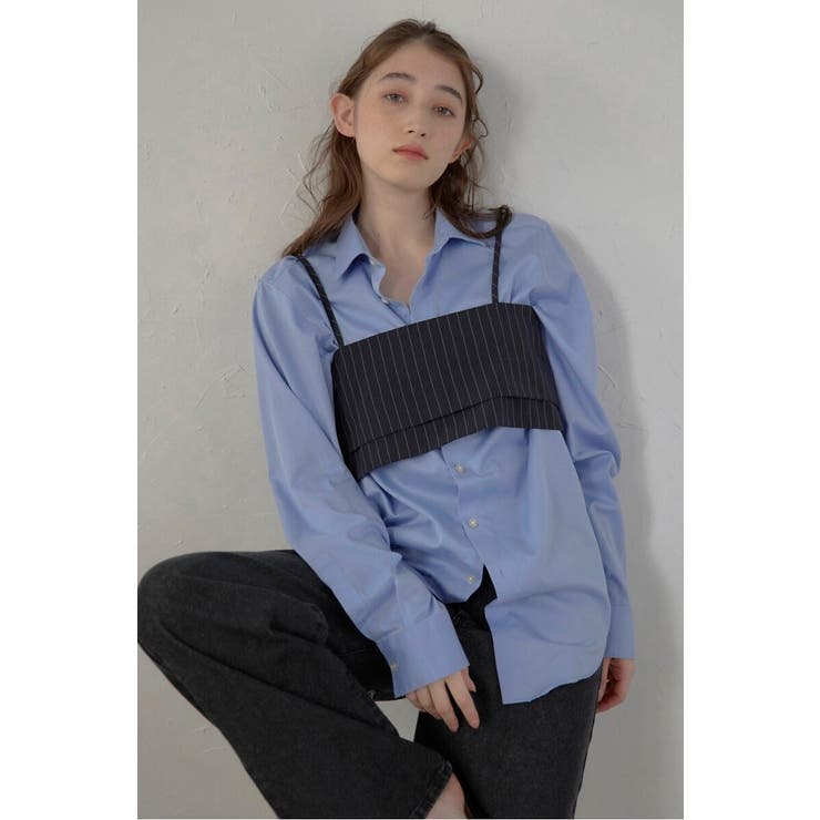 BLACK | back ribbon pinstripe | BONJOUR SAGAN