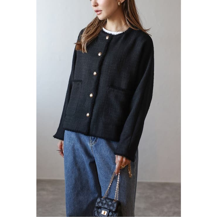 ツイードゴールド釦フリンジジャケット | BONJOUR SAGAN | 詳細画像9 