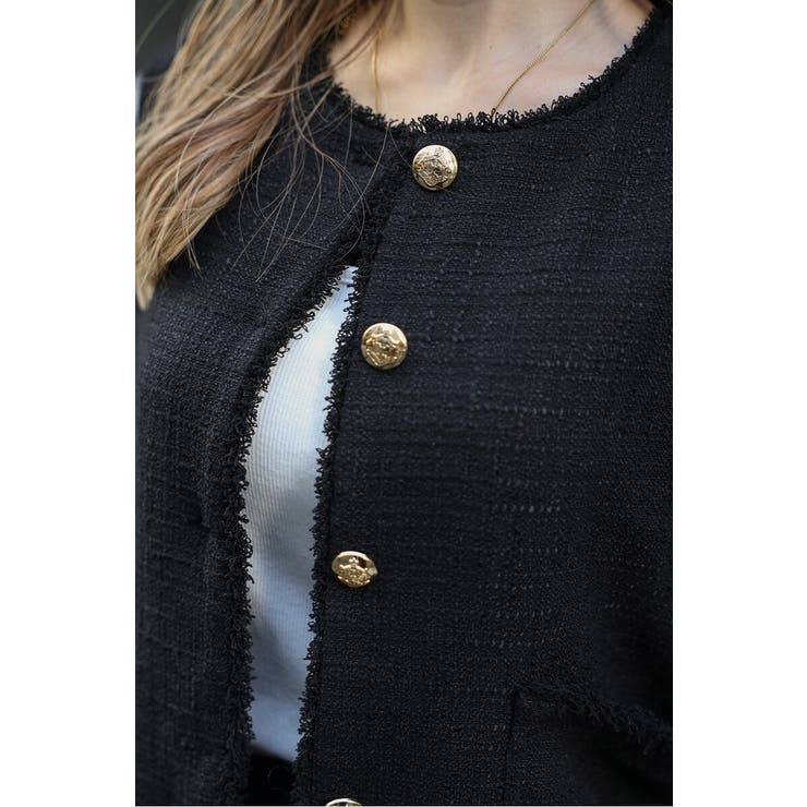 ツイードゴールド釦フリンジジャケット | BONJOUR SAGAN | 詳細画像18 