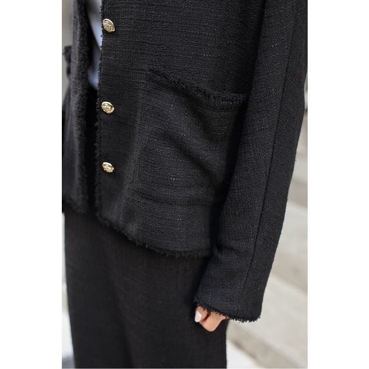 ツイードゴールド釦フリンジジャケット | BONJOUR SAGAN | 詳細画像19 