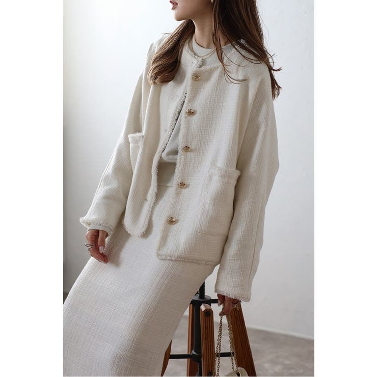 ツイードゴールド釦フリンジジャケット | BONJOUR SAGAN | 詳細画像20 